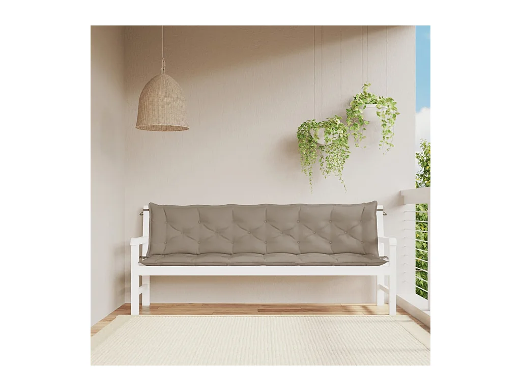 Coussins de banc jardin lot de 2 taupe 200x50x7 cm tissu Oxford FR106067