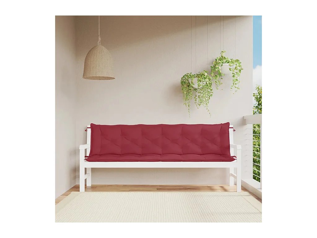 Coussins de banc de jardin lot de 2 rouge bordeaux tissu Oxford FR691859