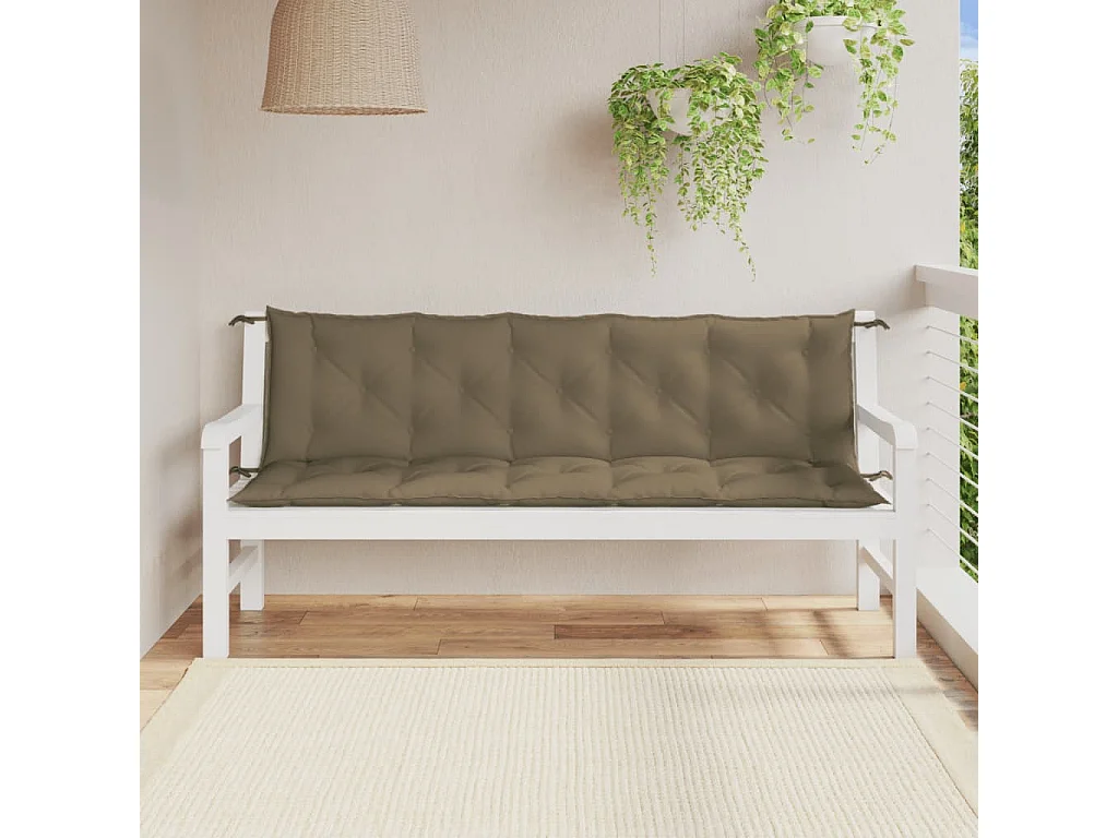Cojines banco jardín 2 uds tela gris taupe melange 180x50x7 cm ES724719