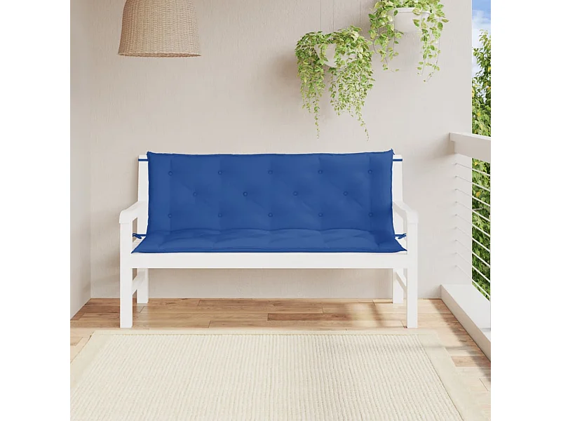 Coussins de banc jardin lot de 2 bleu 150x50x7 cm tissu Oxford FR296240
