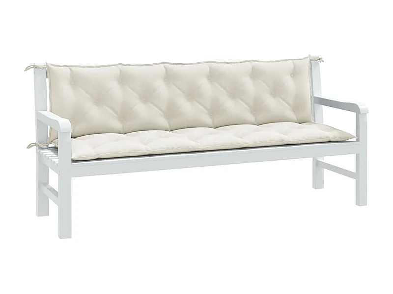 Almofadões banco jardim 2pcs 180x50x7cm mesclado tecido creme PT634908