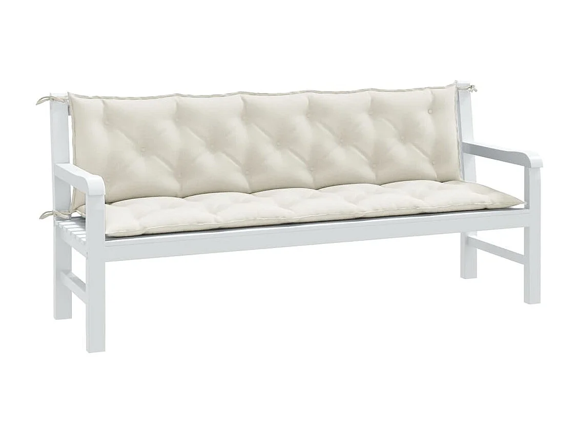 Coussins de banc de jardin lot de 2 crème mélangé tissu FR855692