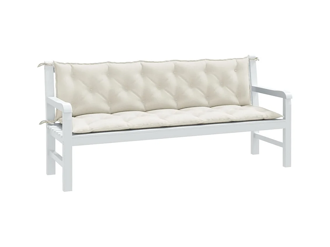 Coussins de banc de jardin lot de 2 crème mélangé tissu FR855692