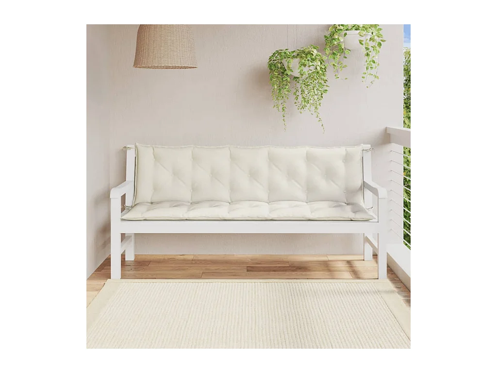 Coussins de banc de jardin lot de 2 crème mélangé tissu FR855692