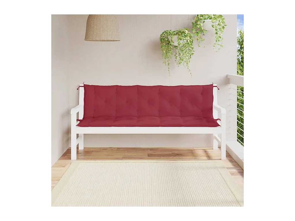 Coussins de banc de jardin lot de 2 rouge bordeaux tissu Oxford FR380667