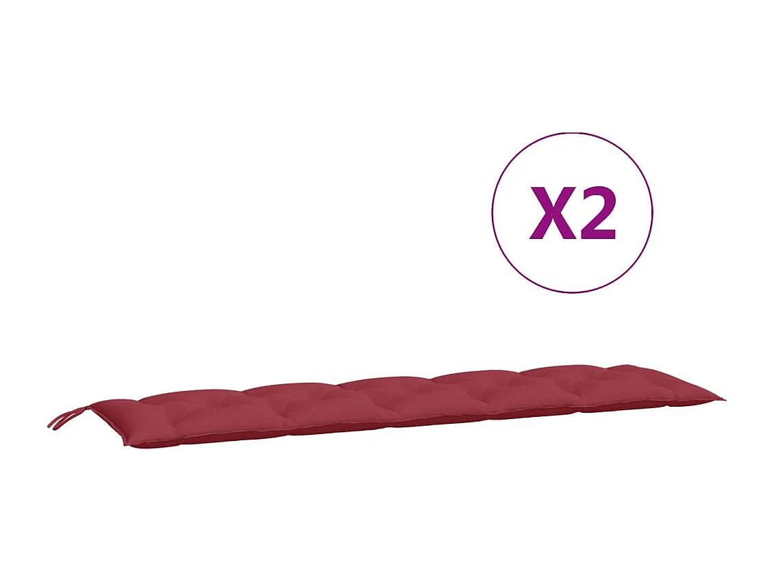 Coussins de banc de jardin lot de 2 rouge bordeaux tissu Oxford FR380667