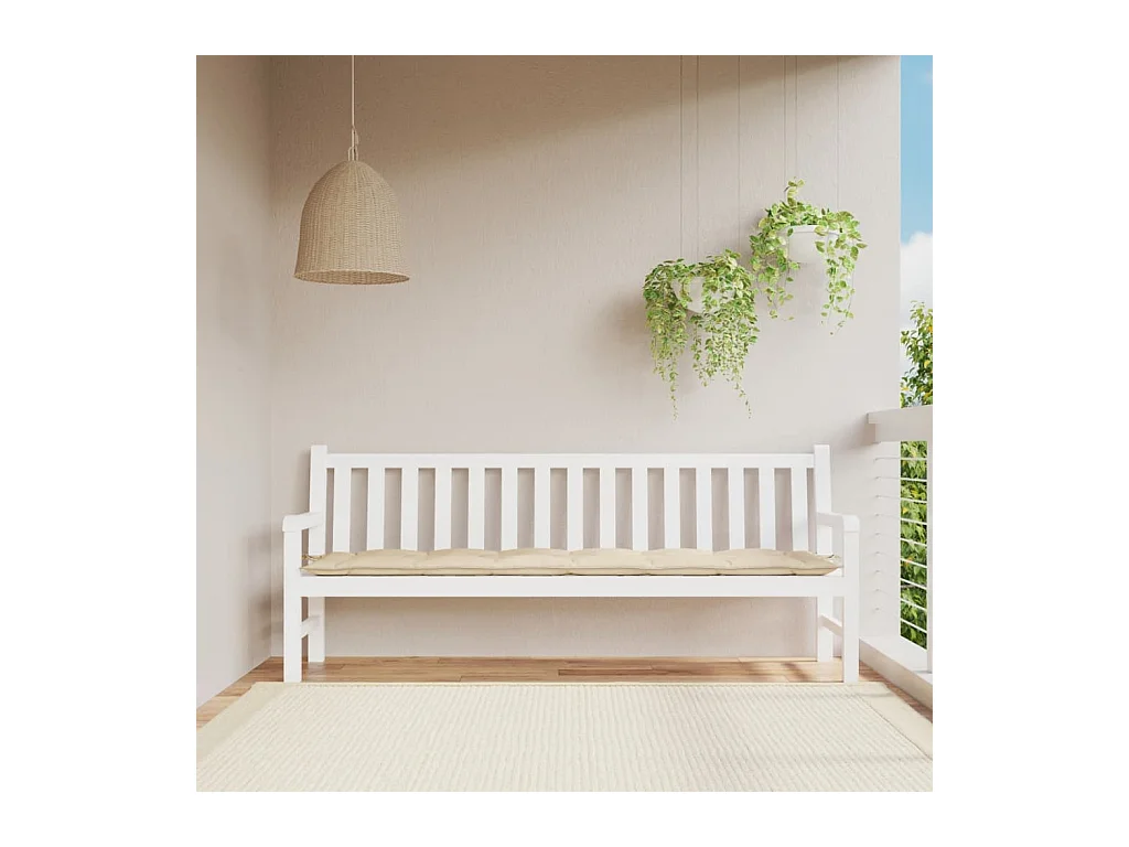 Tuinbankkussen 200x50x7 cm oxford stof beige BE169322