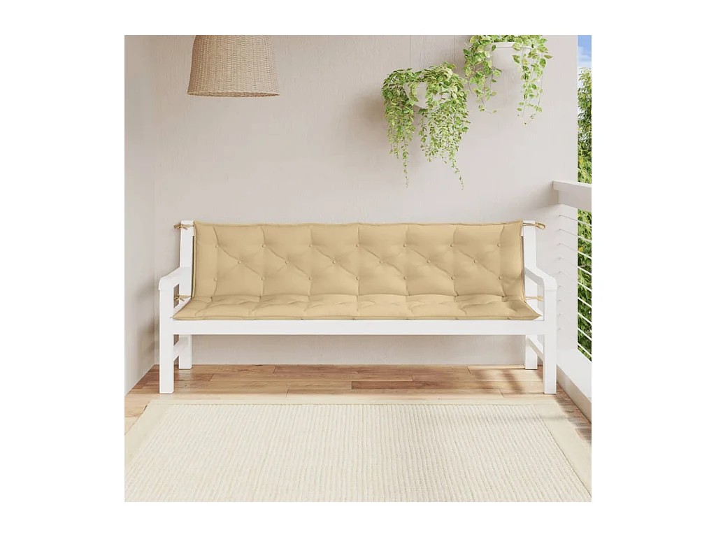 Almofadões banco jardim 2pcs 200x50x7cm mesclado tecido bege PT557124