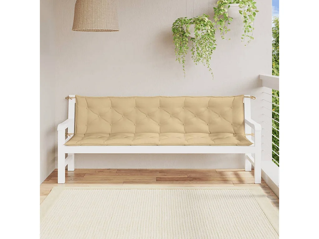 Tuinbankkussens 2 st 200x50x7 cm stof gemêleerd beige BE518249