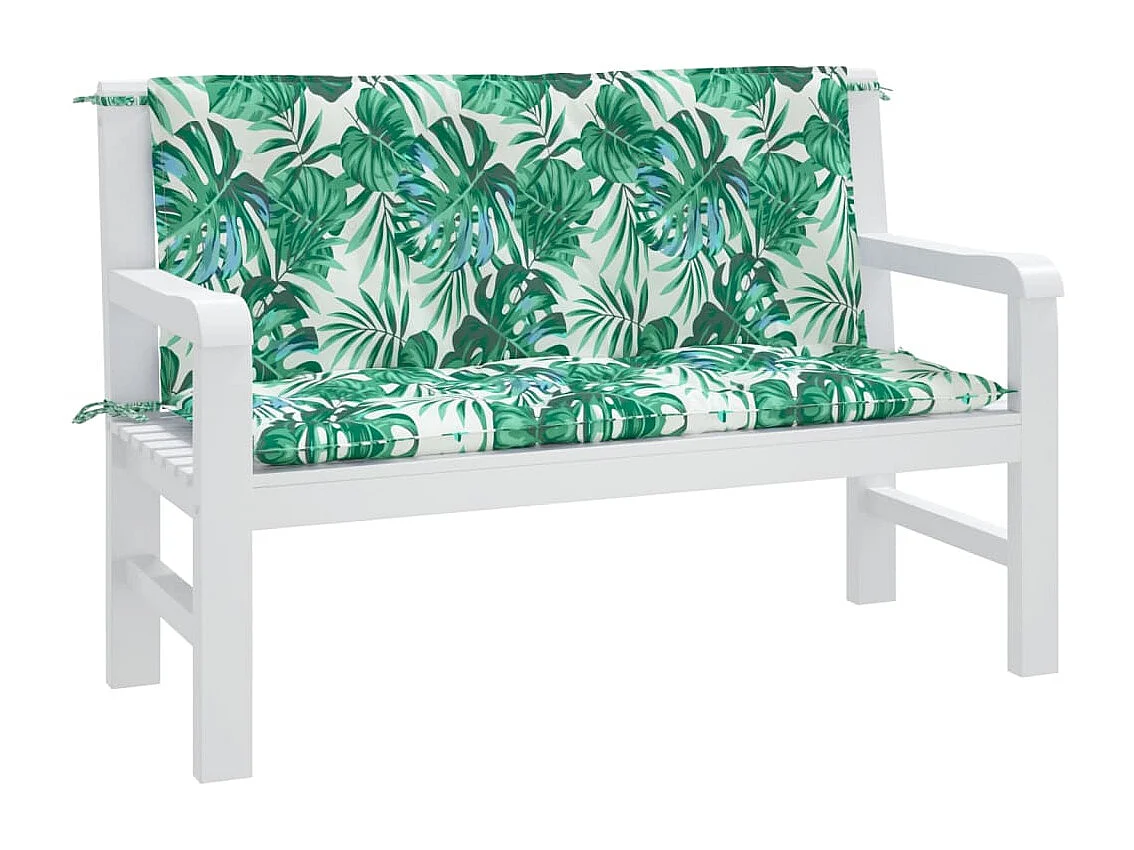 Coussins de banc de jardin lot de 2 motif de feuilles FR605262