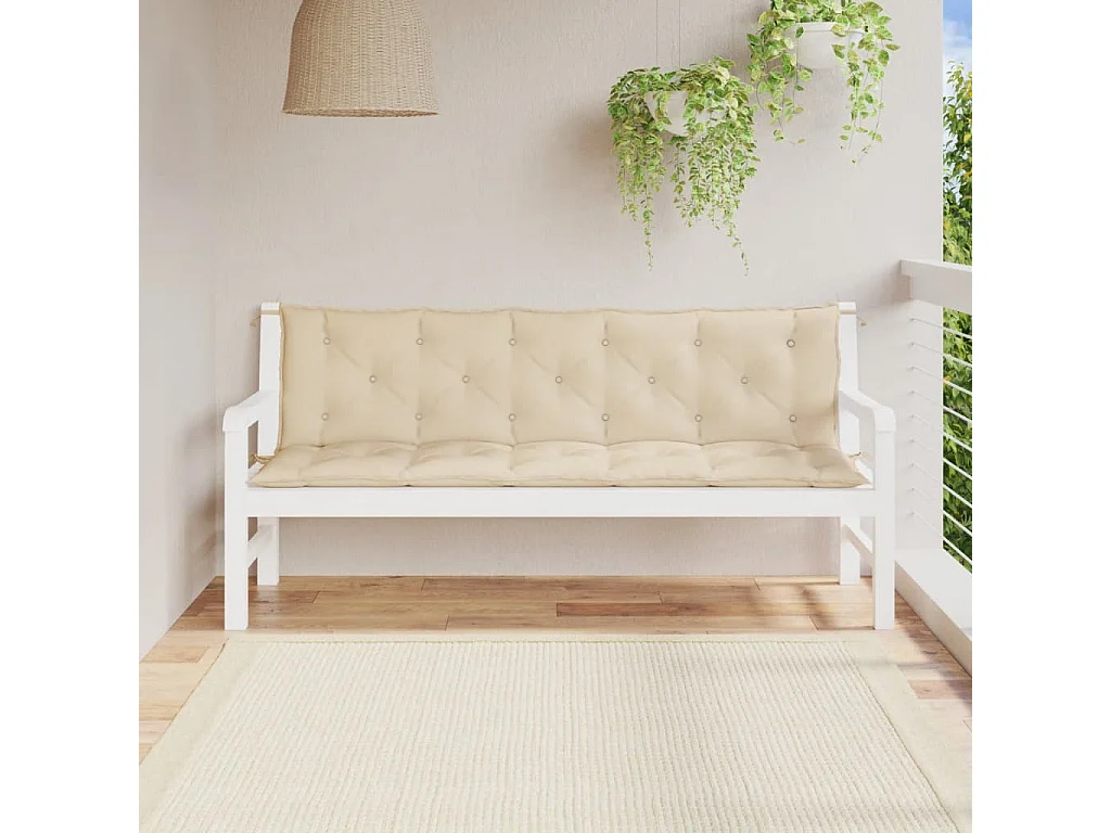 Coussins de banc jardin lot de 2 beige 180x50x7 cm tissu Oxford FR422564
