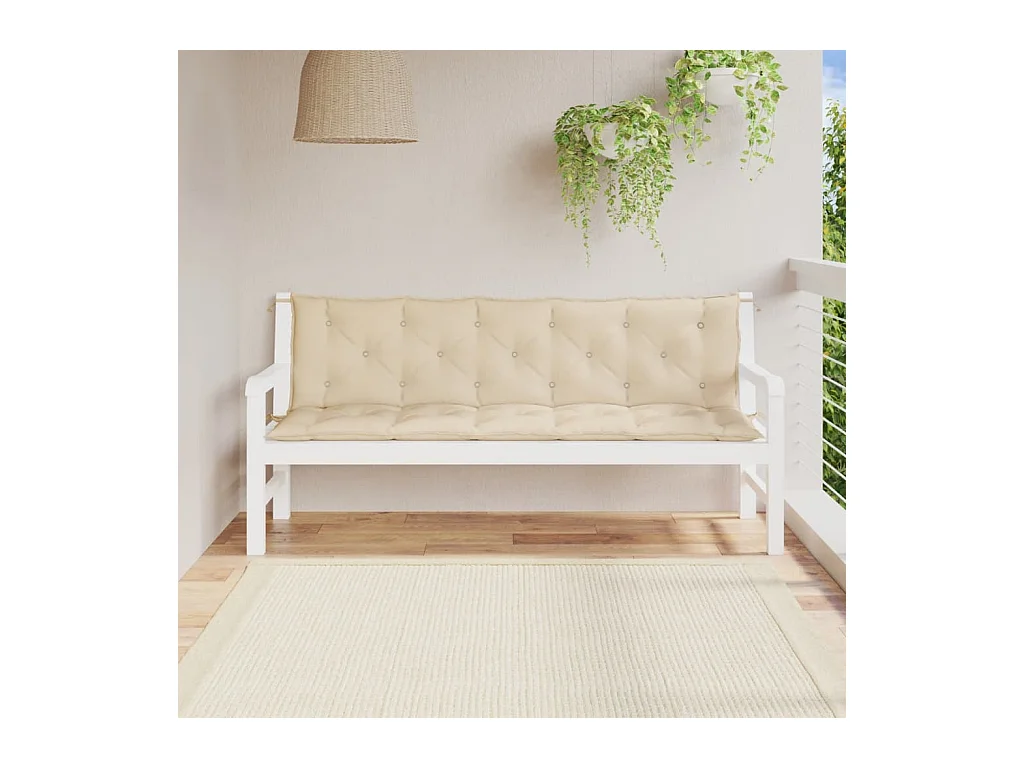 Coussins de banc jardin lot de 2 beige 180x50x7 cm tissu Oxford FR422564