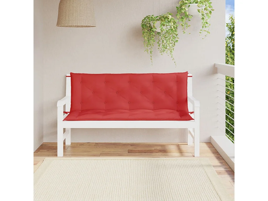 Coussins de banc jardin lot de 2 rouge 150x50x7 cm tissu Oxford FR460490