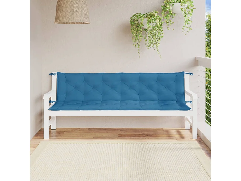 Tuinbankkussens 2 st 200x50x7 cm stof gemêleerd blauw BE907729