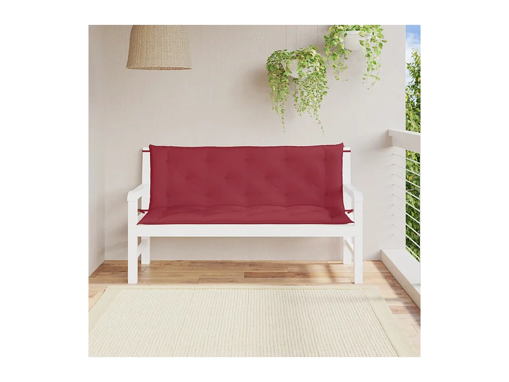 Coussins de banc de jardin lot de 2 rouge bordeaux tissu Oxford FR540988
