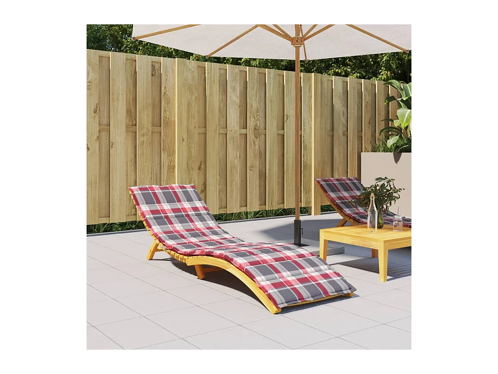 Coussin de chaise longue à carreaux rouge 200x70x3 cm FR966849