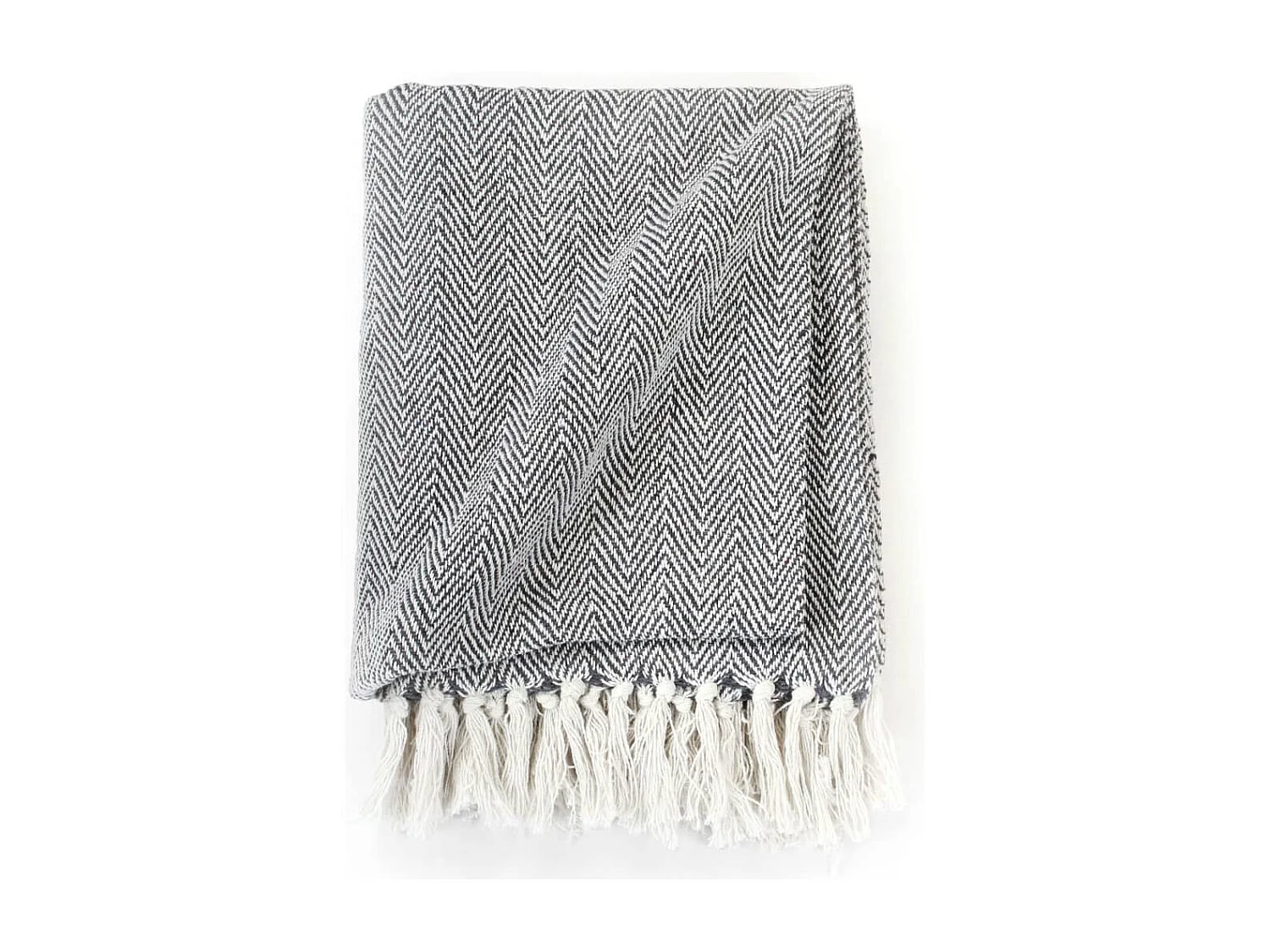 Manta em algodão 160x210 cm padrão espinha azul-marinho PT397390