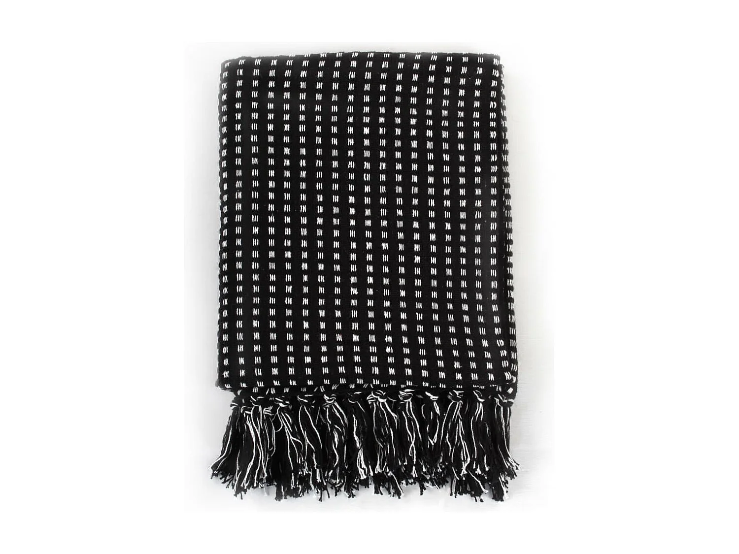 Couverture coton à carreaux 160x210 cm Noir FR804517