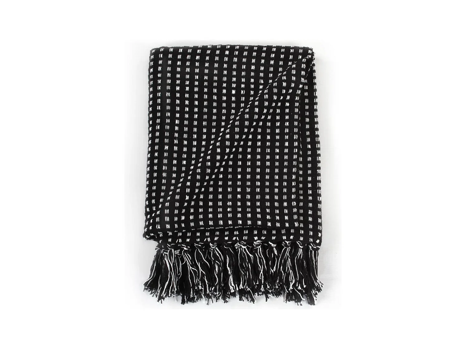 Plaid vierkanten 160x210 cm katoen zwart BE694491