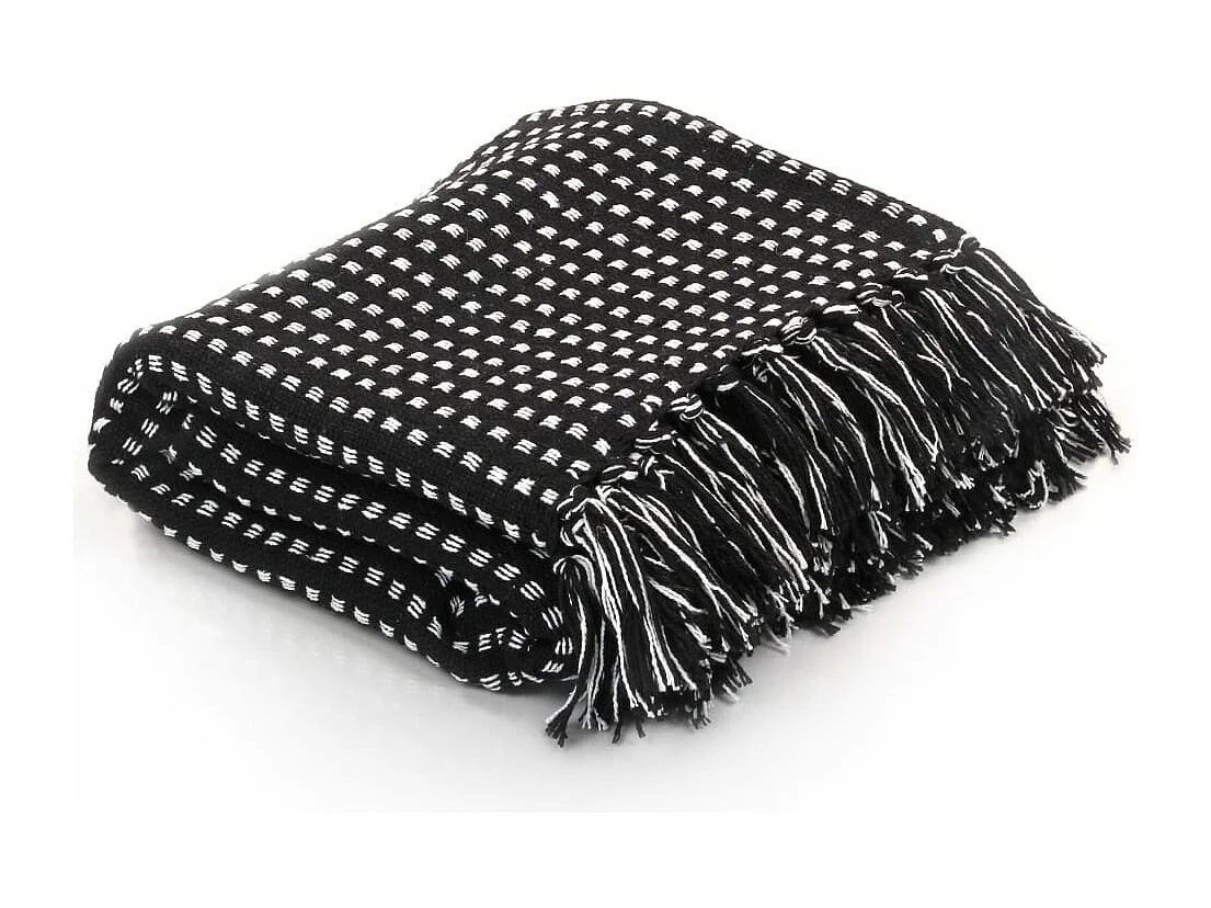 Couverture coton à carreaux 160x210 cm Noir FR804517
