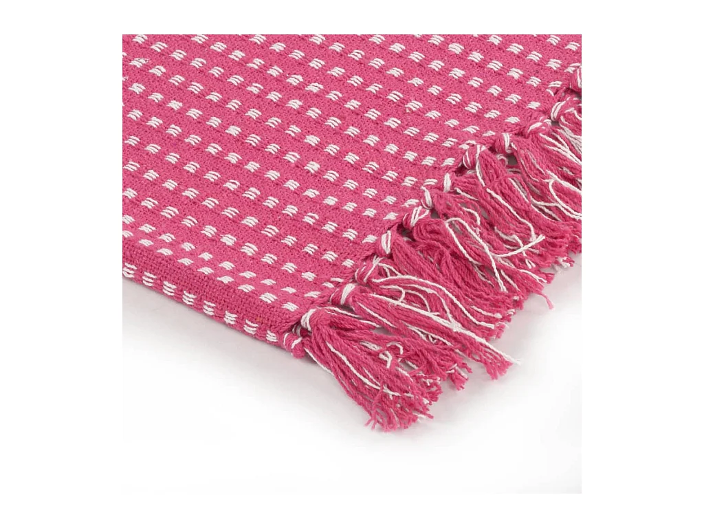Couverture coton à carrés 125x150 cm Rose FR898980
