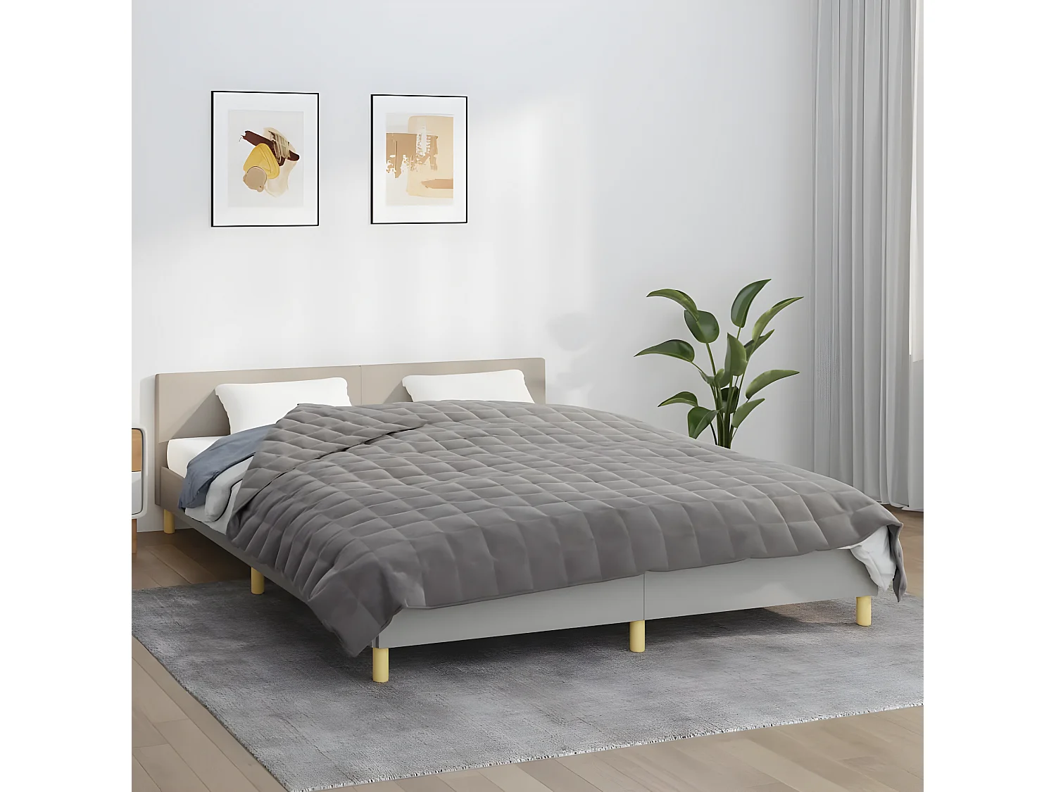 Couverture lestée Gris 200x200 cm 9 kg Tissu FR801159