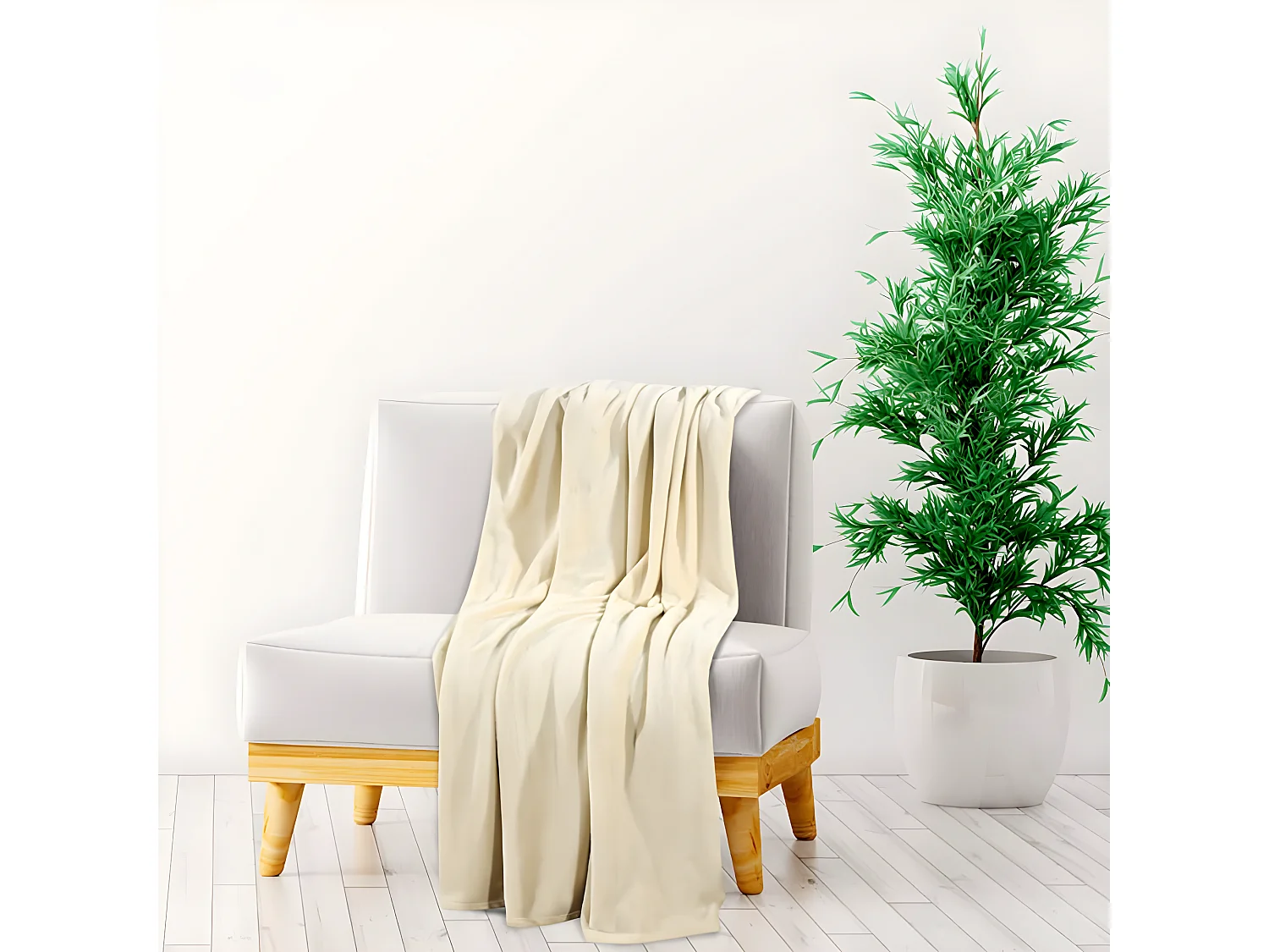 Couverture crème 130x170 cm polyester FR794751