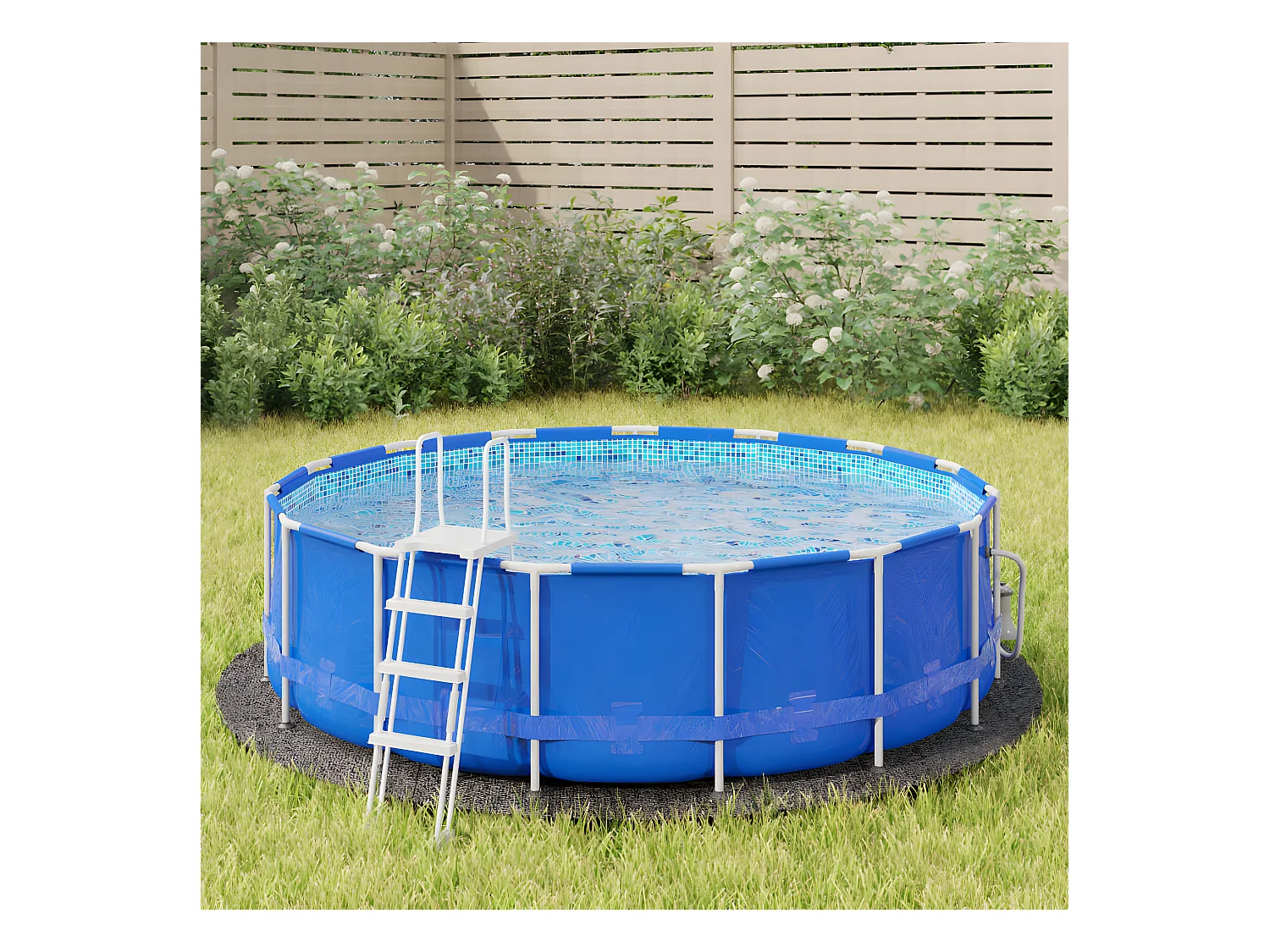 Zwembadgrondzeil Ø306 cm polyester geotextiel lichtgrijs BE787497