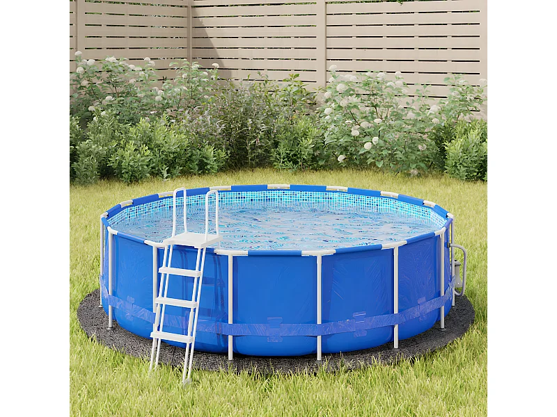 Bâche de piscine gris clair Ø306 cm géotextile polyester FR465058