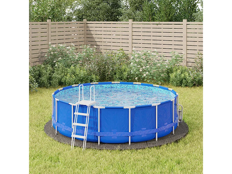 Bâche de piscine gris clair Ø366 cm géotextile polyester FR731534