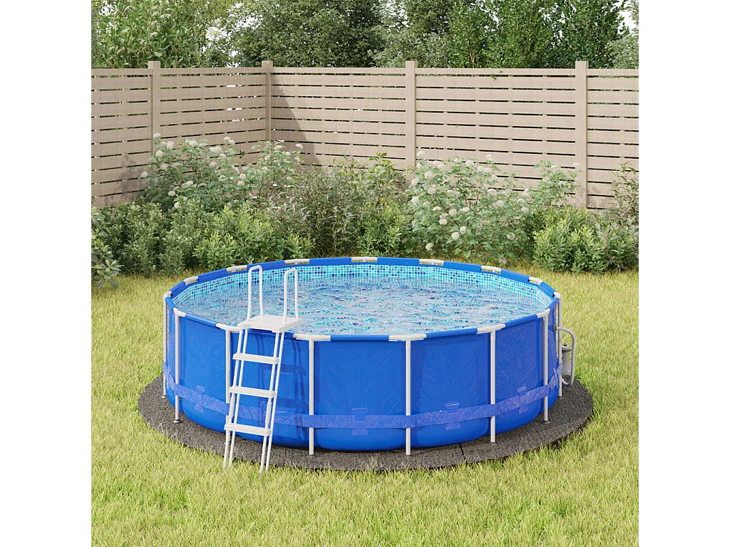 Bâche de piscine gris clair Ø366 cm géotextile polyester FR731534