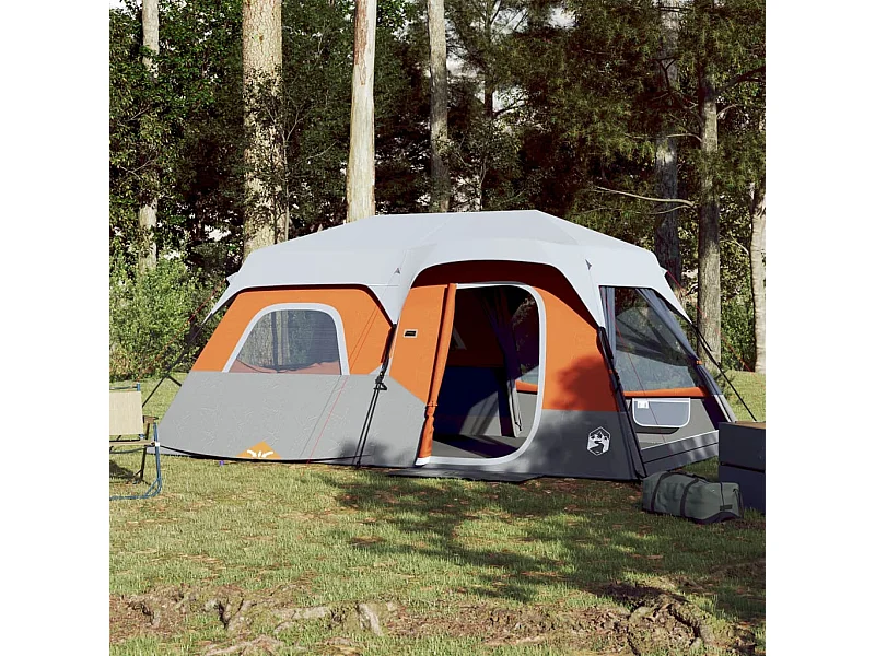 Tenda familiar LED 9 p. libertação rápida cinza-claro/laranja PT233422