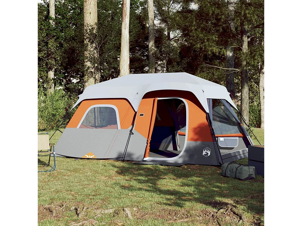 Tenda familiar LED 9 p. libertação rápida cinza-claro/laranja PT233422