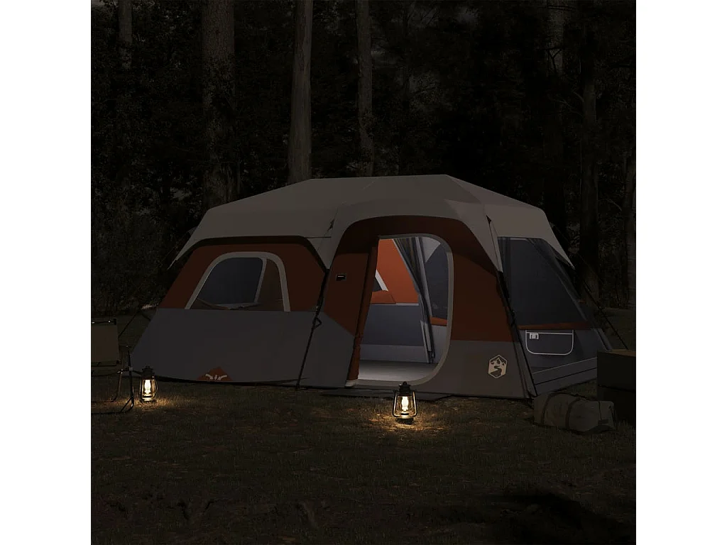 Tenda familiar LED 9 p. libertação rápida cinza-claro/laranja PT233422