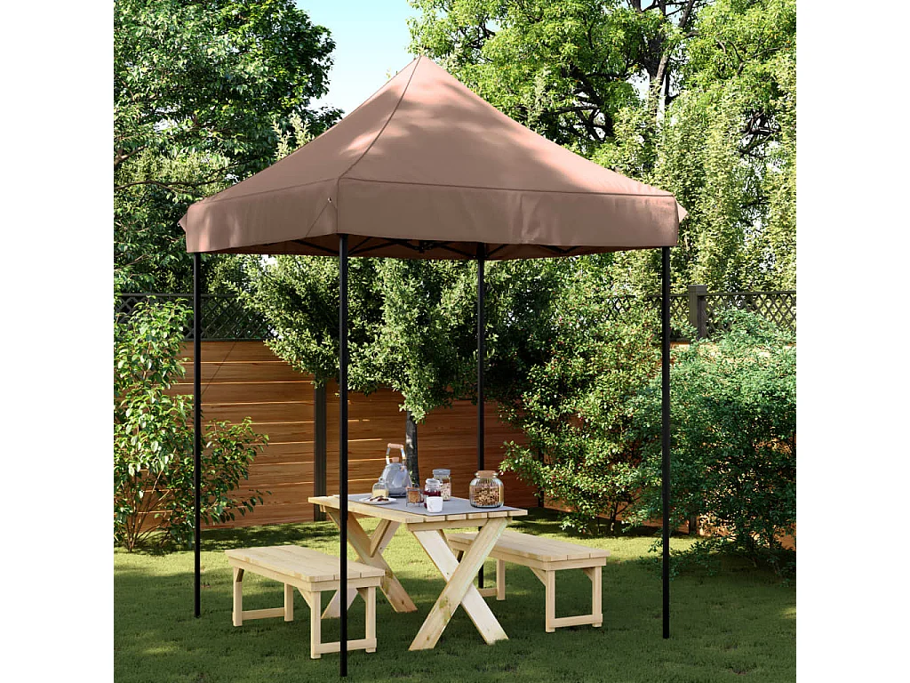 Partytent inklapbaar pop-up 200x200x306 cm bruin BE425147
