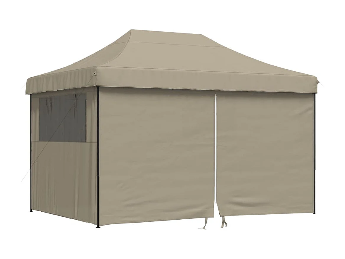 Tonnelle -Tente de réception pliable escamotable 4 parois latérales taupe FR604471