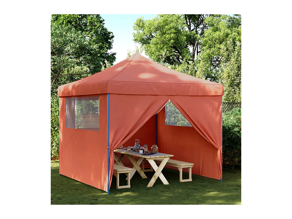 Tonnelle -Tente de réception pliable escamotable avec 4 parois latérales FR124198