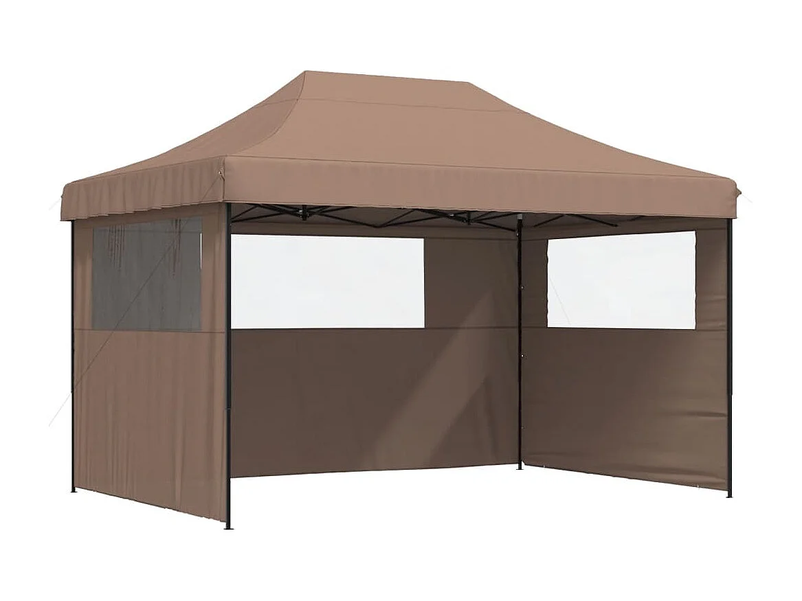 Partytent inklapbaar pop-up met 3 zijwanden bruin BE940015