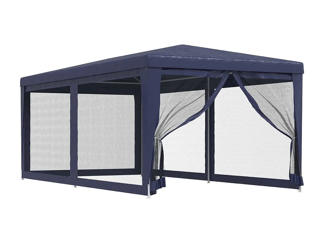 Tonnelle -Tente de fête avec 6 parois latérales en maille Bleu 3x6 m PEHD FR554961