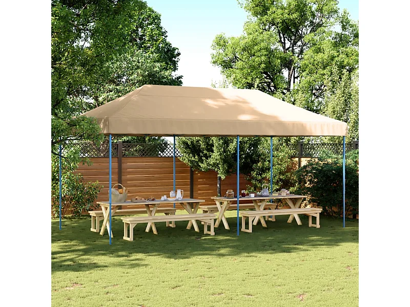 Tonnelle -Tente de réception pliable escamotable beige 580x292x315 cm FR887107