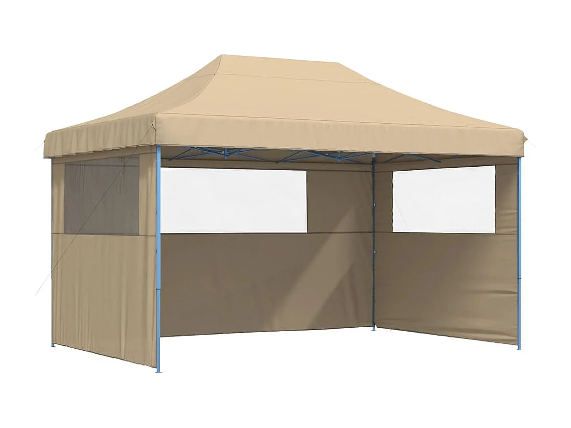 Tenda para festas pop-up dobrável com 3 paredes laterais bege PT961493