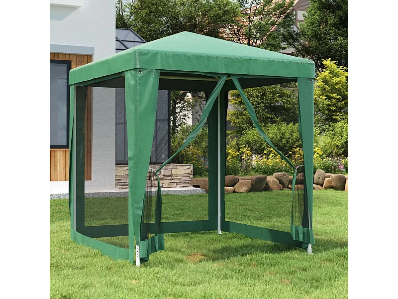 Carpa para fiestas con 4 paredes de malla HDPE verde 2x2 m ES547268