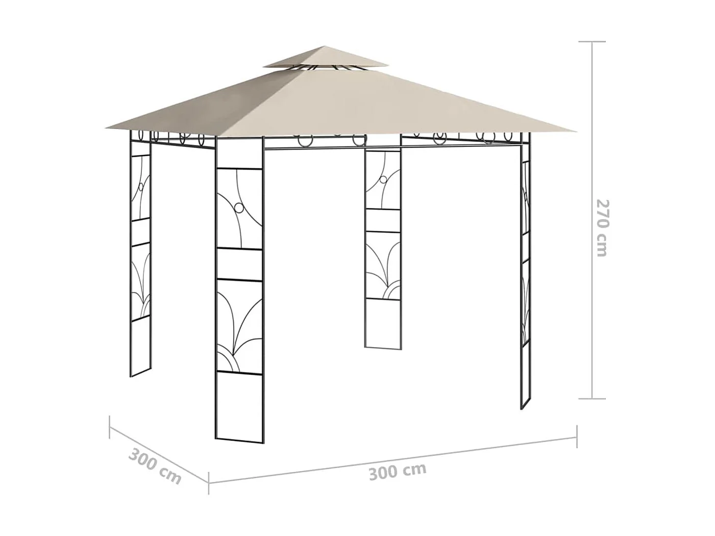 Tonnelle - Belvédère 3x3x2,7 m Crème 160 g/m² FR100706