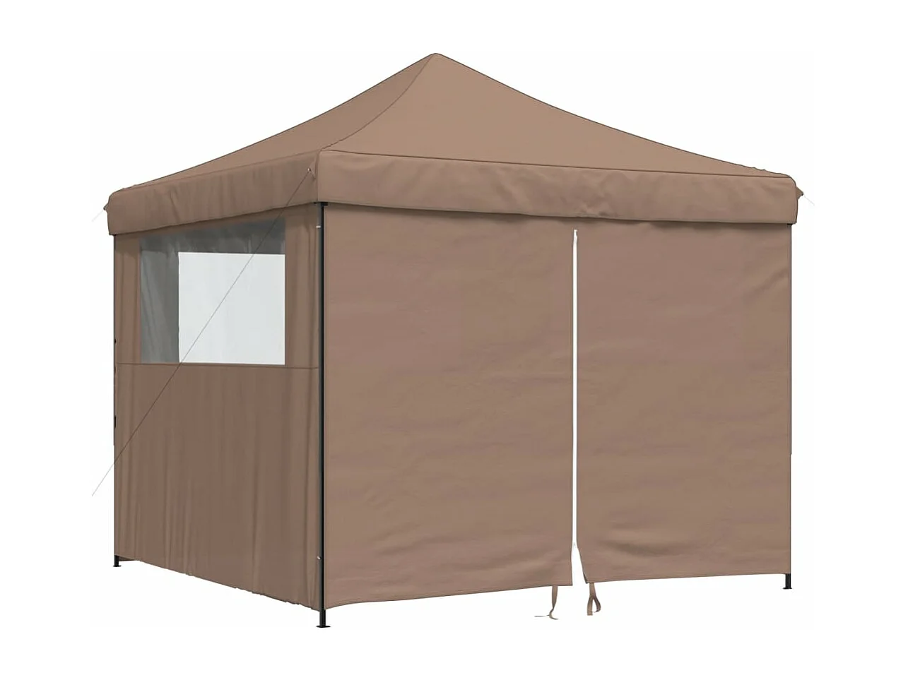 Tenda p/ festas pop-up dobrável com 4 paredes laterais castanho PT638761