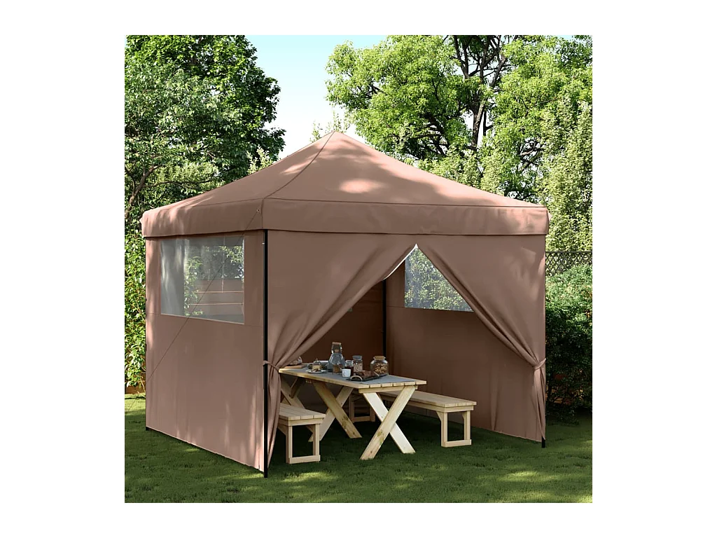 Tonnelle -Tente de réception pliable escamotable avec 4 parois latérales FR578204