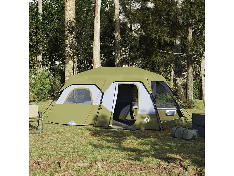Tenda familiar 9 pessoas libertação rápida impermeável verde PT131458