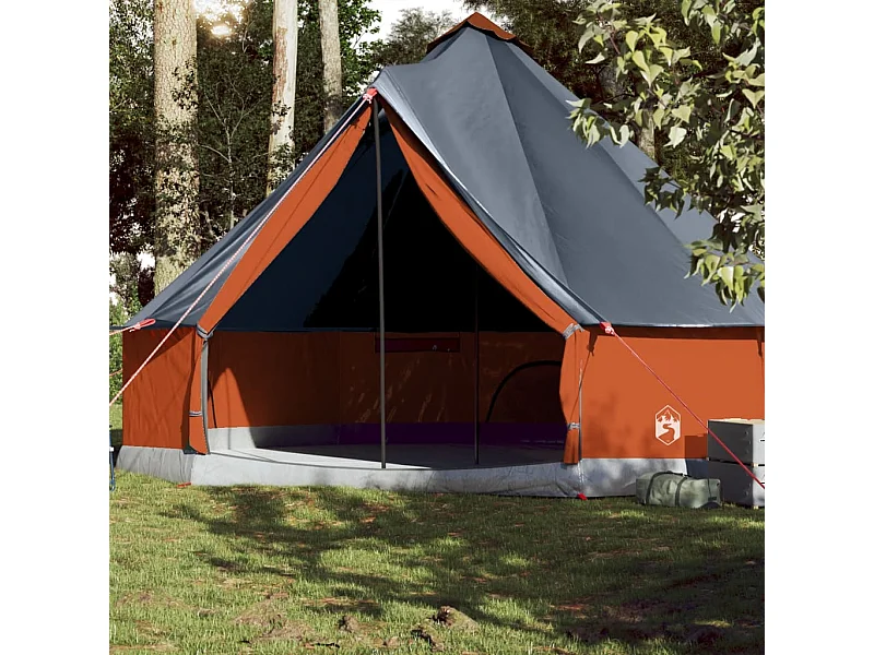 Tonnelle -Tente familiale tipi 10 personnes gris et orange imperméable FR617850