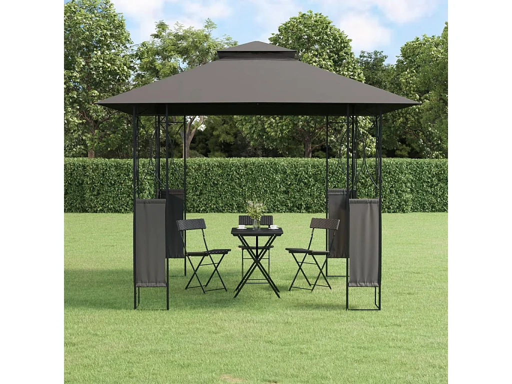 Cenador con tejado acero gris antracita 300x300x270 cm ES313393