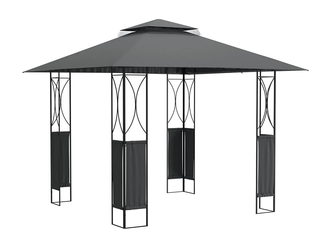 Cenador con tejado acero gris antracita 300x300x270 cm ES313393