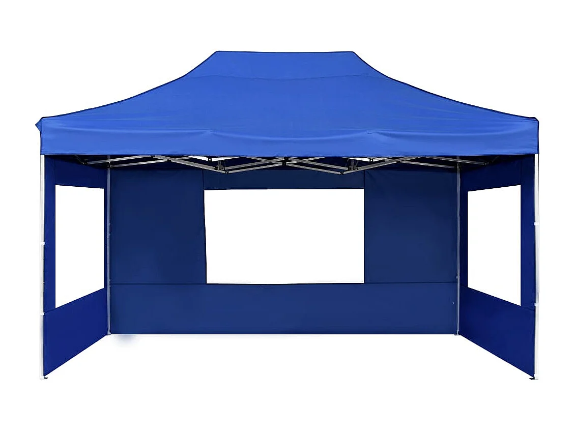 Tonnelle -Tente de réception pliable avec parois Aluminium 4,5x3 m Bleu FR547737